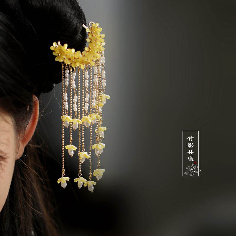 Hanbok Hair Pin - Antik Tarz Osmanthus Püsküllü Saç Tokası,