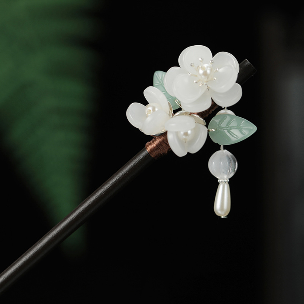 Hanbok Hair Pin - Retro çiçek saç tokası inci sandal
